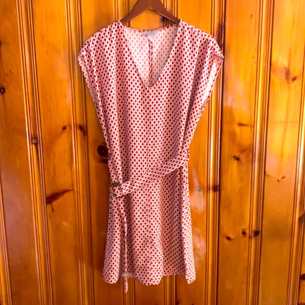 Red patterned dress